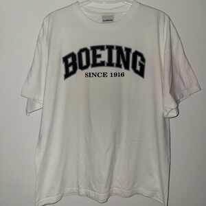 Vintage Boeing Aircraft Short Sleeve T-Shirt Men's Size XL White Made In USA